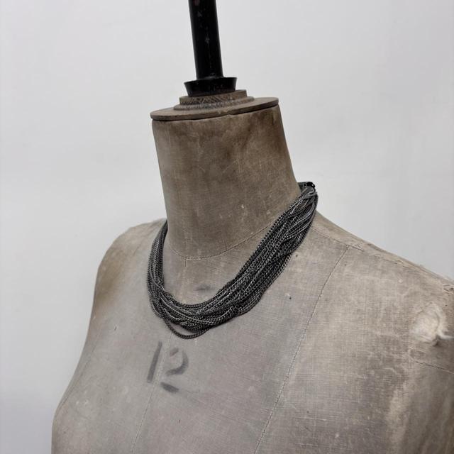 Layered silver chain necklace