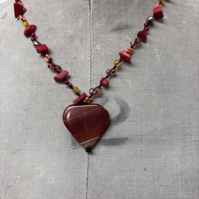 Brown gemstone heart necklace