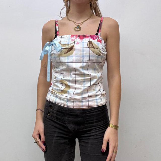 Coquette checked printed bow vest