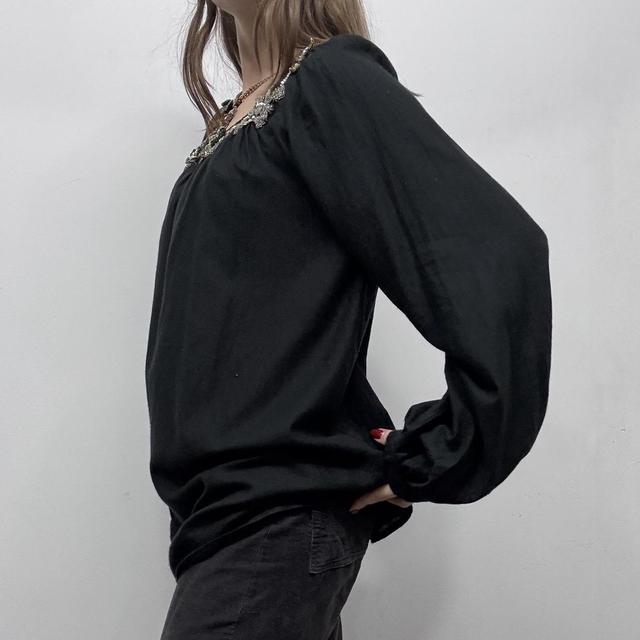 Black puff flared floaty  shirt