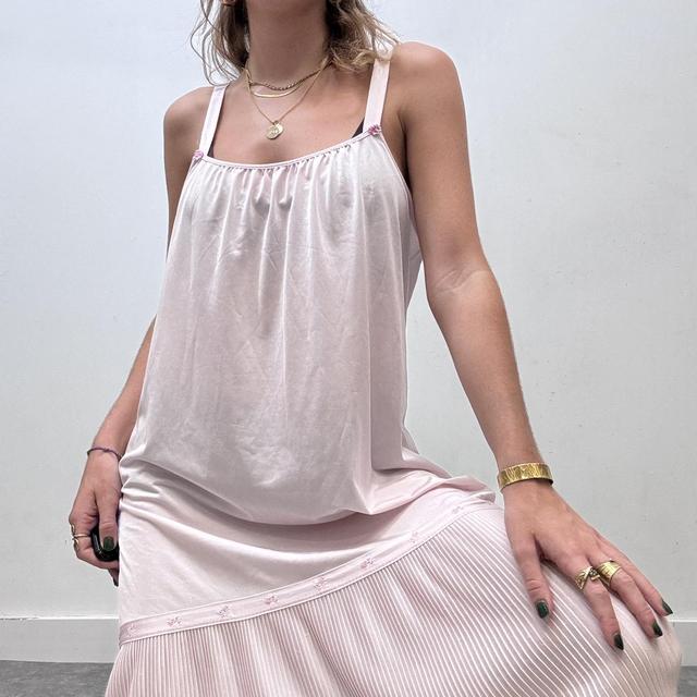 Sheer pleated lace slip dress