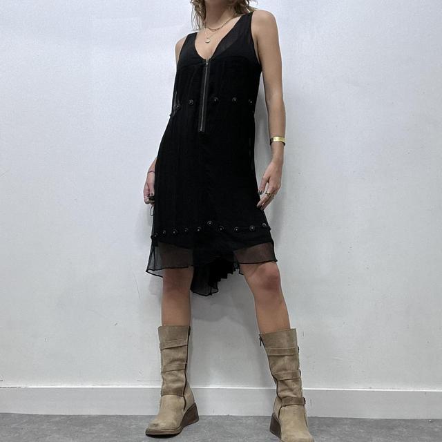Sheer layered crinkle grunge dress
