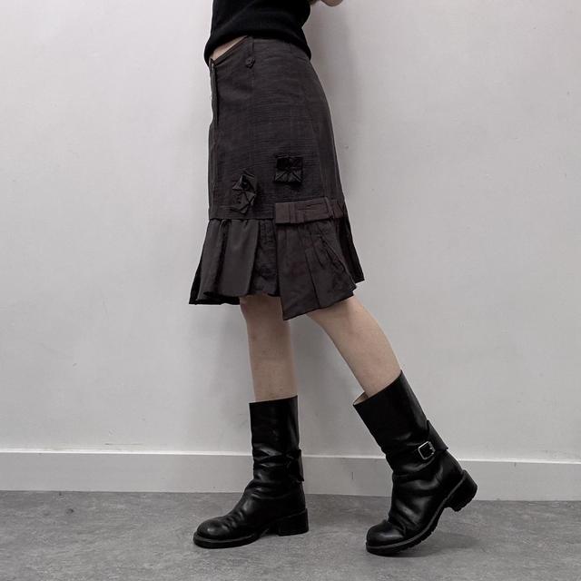 Pleated brown cargo layered skirt