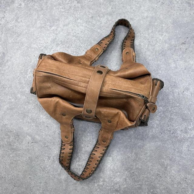 Tan leather slouchy stitch bag