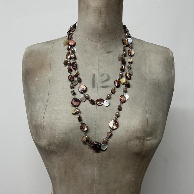 Brown long Pearl chain fairy necklace