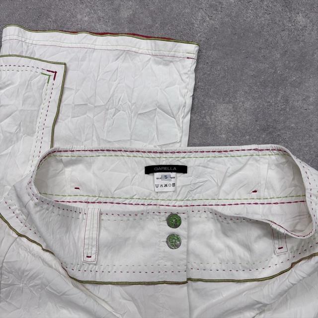 White flared crinkle hippie trousers