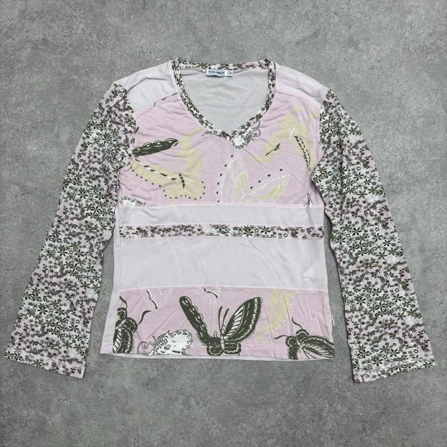 Sheer mesh patterned y2k top
