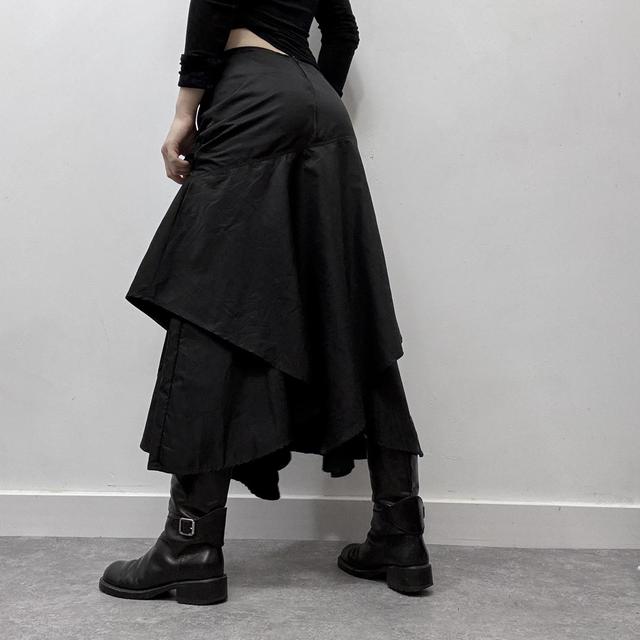 Black asymmetric grunge buckle skirt
