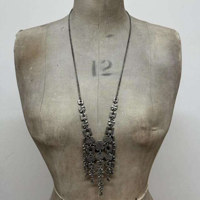 Hammered silver chain necklace