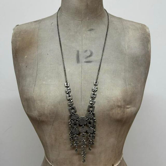 Hammered silver chain necklace
