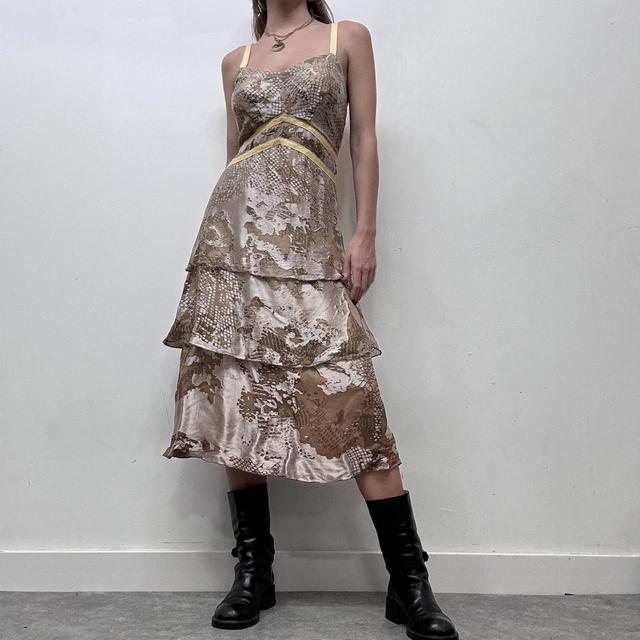 Brown silk layered bow back fairy dress