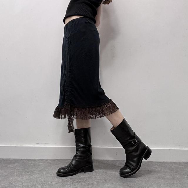 Black lace gathered skirt