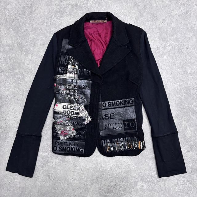 Black graphic flared jacket blazer