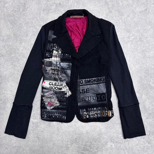 Black graphic flared jacket blazer