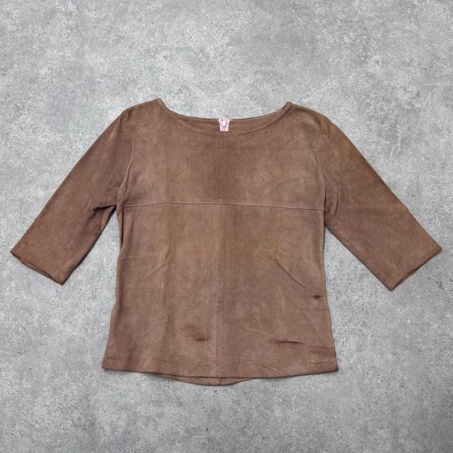 Tan suede fitted top