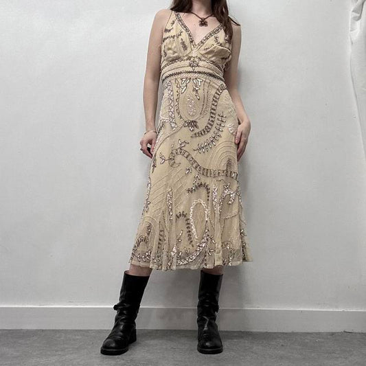 Sheer beaded floaty embelished dress