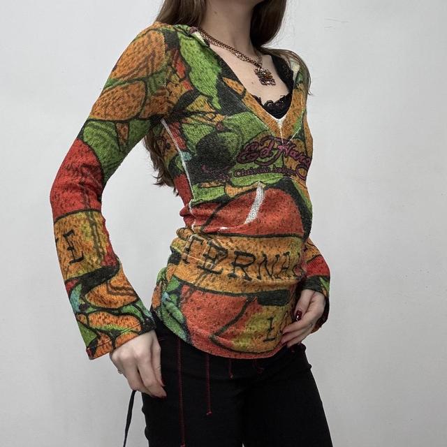 Graphic patterned slouchy flared hoodie