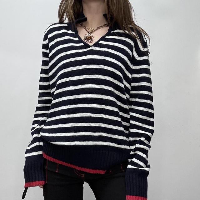 Knitted striped slouchy oversized jumper