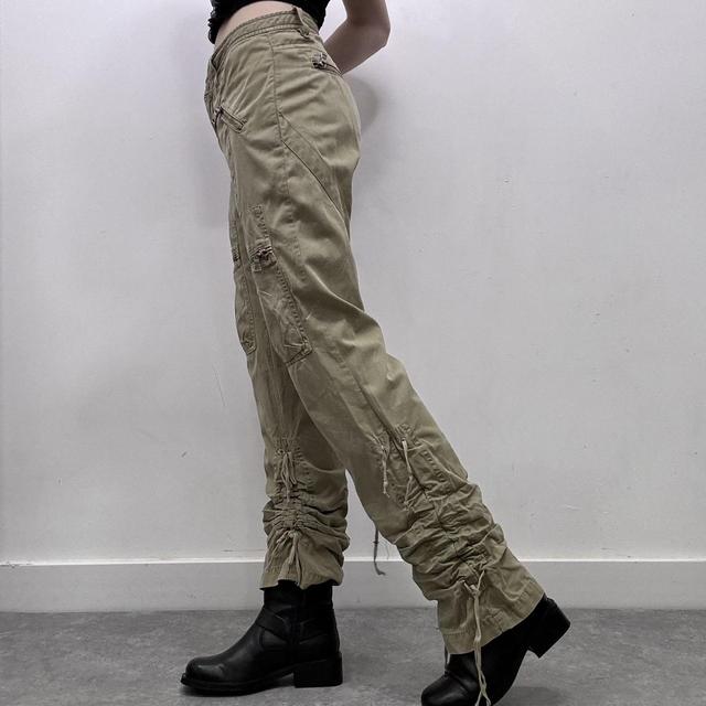 Khaki lace up cargo trousers