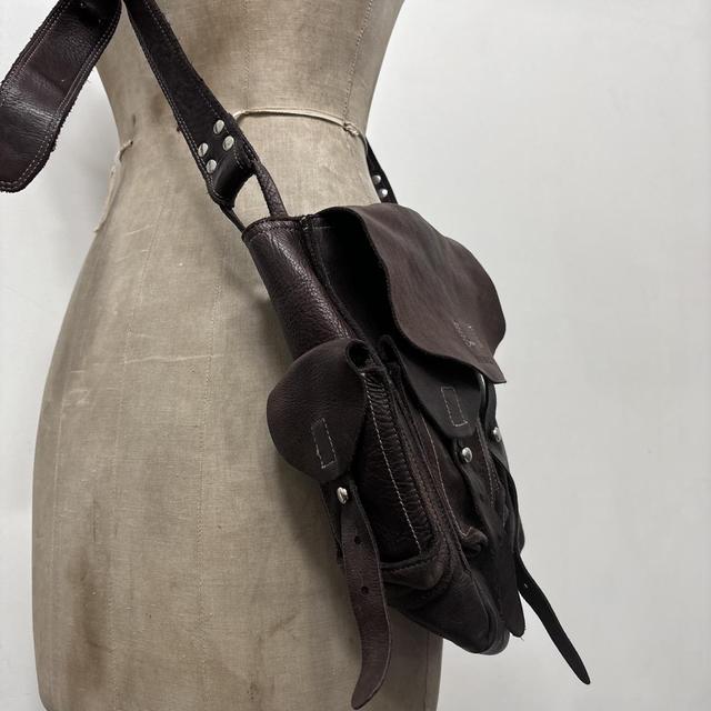 Dark brown leather diesel cargo crossbody bag