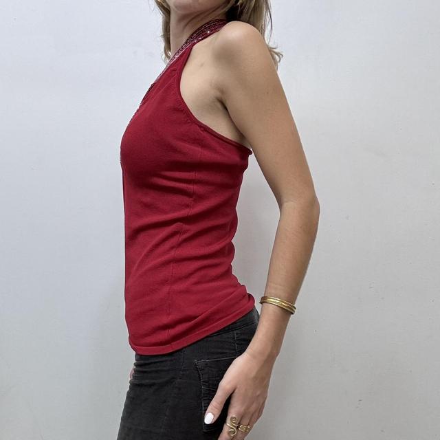 Red beaded halter vest