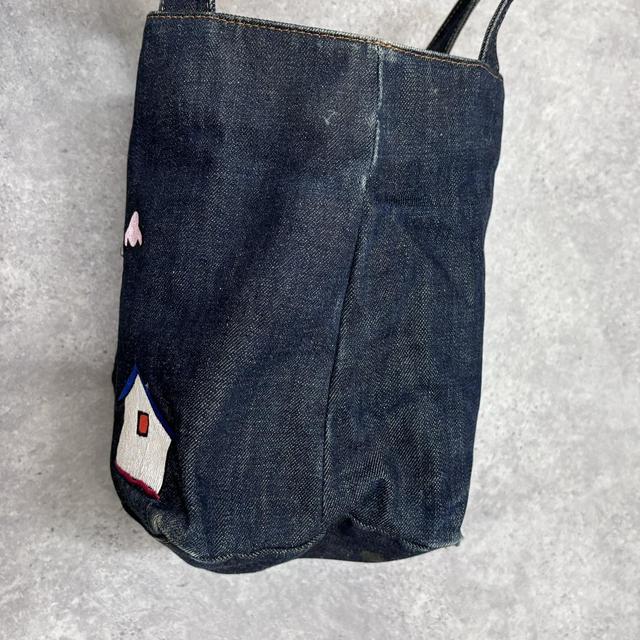 Dark denim embroidered mini bag