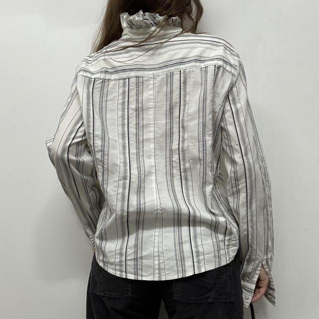Ruffle pinstripe fitted shirt