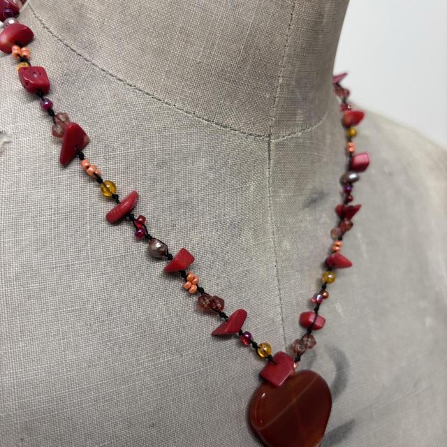 Brown gemstone heart necklace