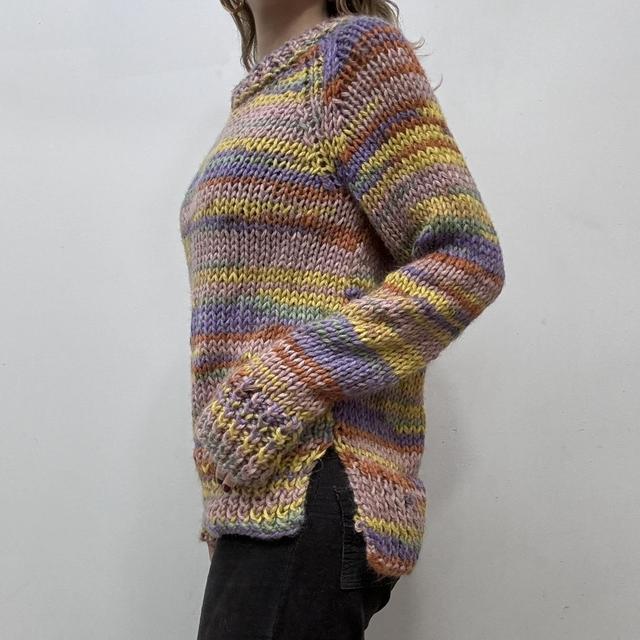 Colourful knitted rainbow jumper