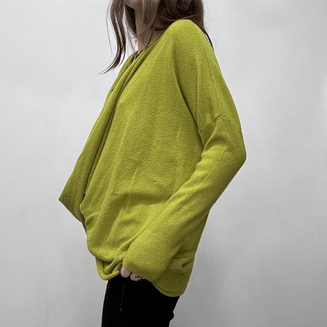 Green slouchy oversized drape jumper
