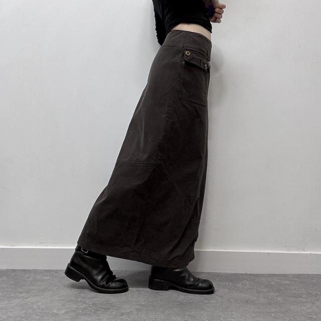 Brown asymmetric a-line maxi skirt