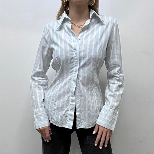 Preppy pinstripe office shirt