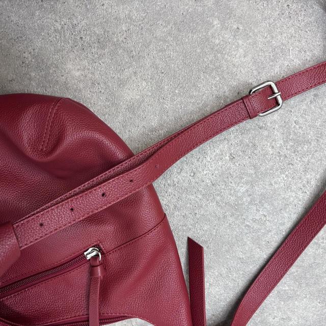 Red leather zip shoulder bag