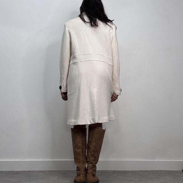 Cream wool button-up peacoat