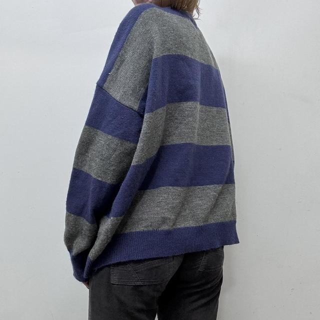 Oversized striped wool knit jumper