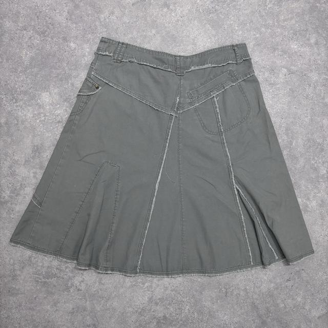 Khaki denim distressed skirt