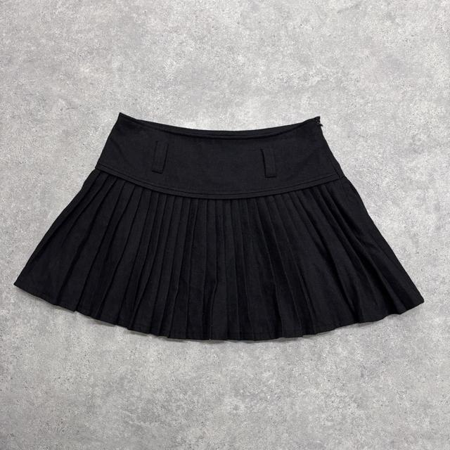 Black pleated wool morgan skirt