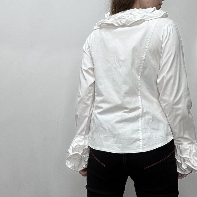 White cotton Edwardian ruffle shirt