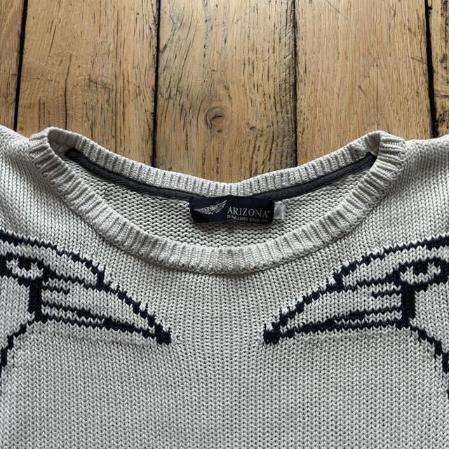 Graphic cotton eagle knitted jumper