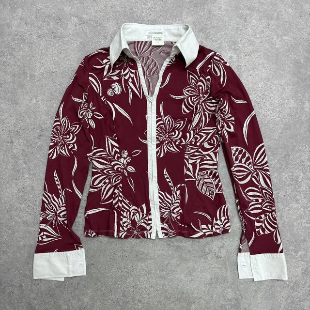 Graphic printed zip up shirt