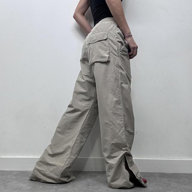 Beige oversized balloon cargo trousers