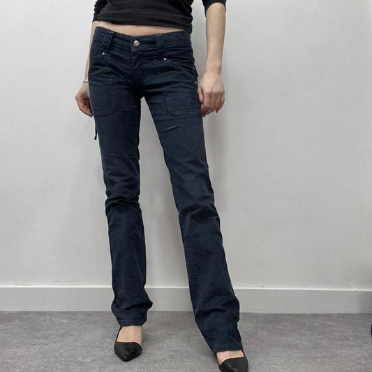 Blue straight-leg cord jeans