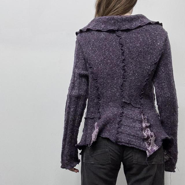 Knitted flared asymmetric off the shoulder cardigan