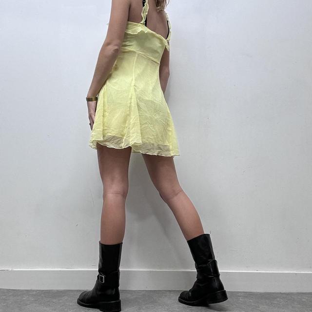 Sheer yellow ruffle mini dress