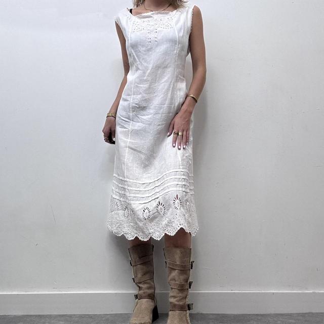 White cotton lace antique dress