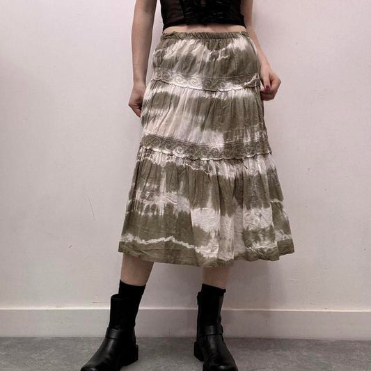 Distressed lace boho skirt
