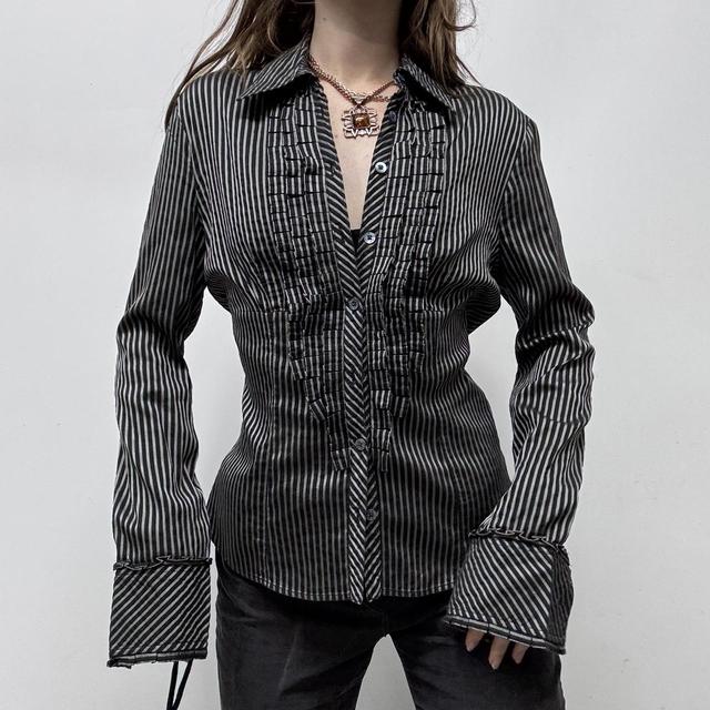 Pinstriped silky fitted shirt