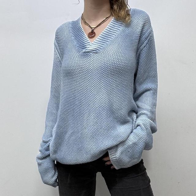 Distressed wash texture knit jumper