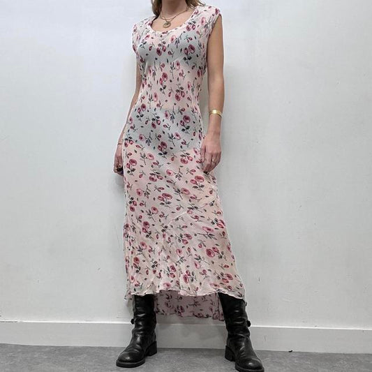Sheer floaty bias cut maxi dress