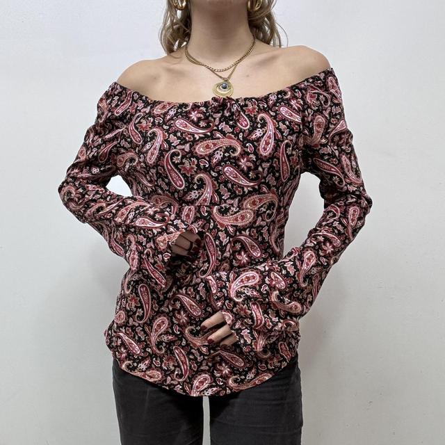 Paisley flare pink blouse